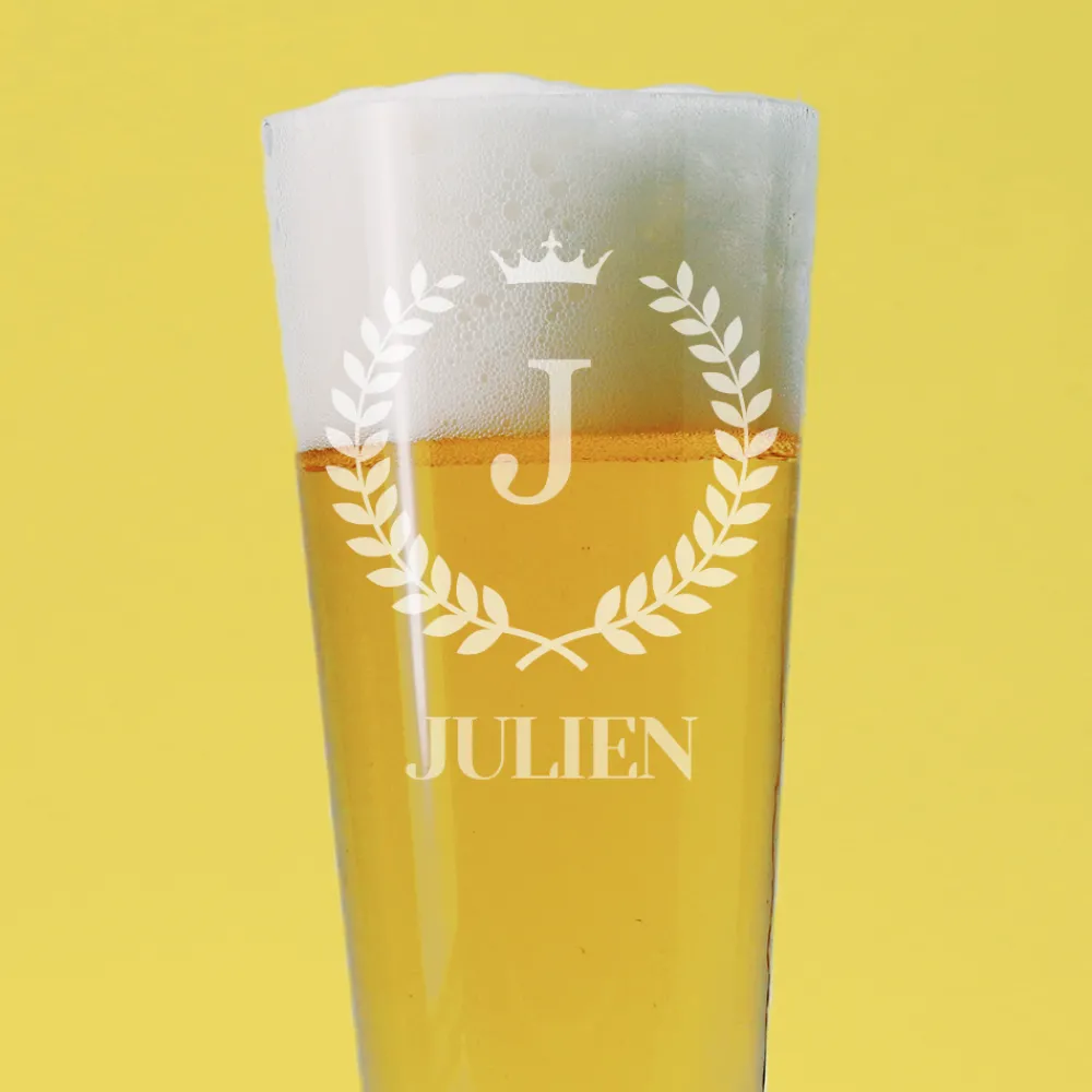 Verre à bière personnalisé flûte - Lauriers|Cadeaux.com