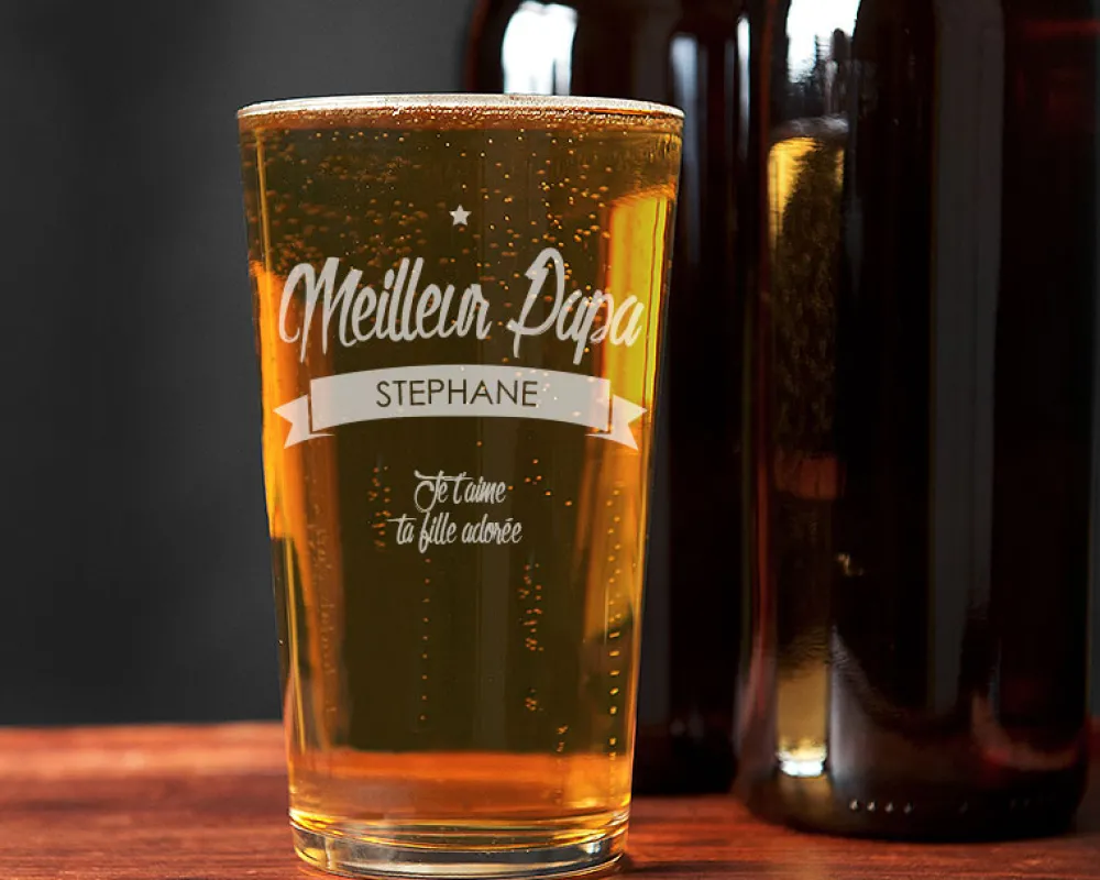 Verre à bière personnalisé message - Meilleur Papa|Cadeaux.com Sale