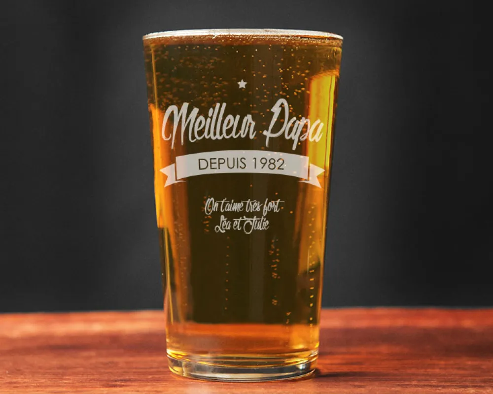 Verre à bière personnalisé message - Meilleur Papa|Cadeaux.com Sale