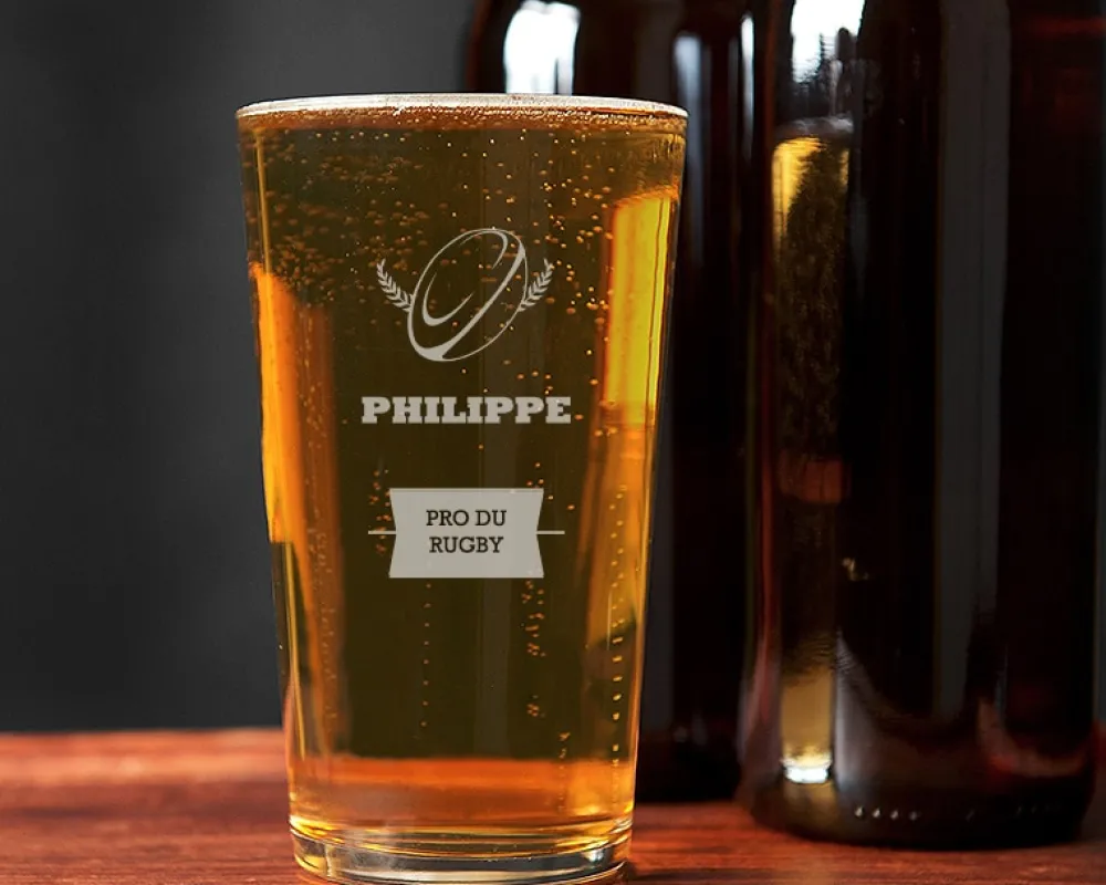 Verre à bière personnalisé pinte - Rugby|Cadeaux.com Best