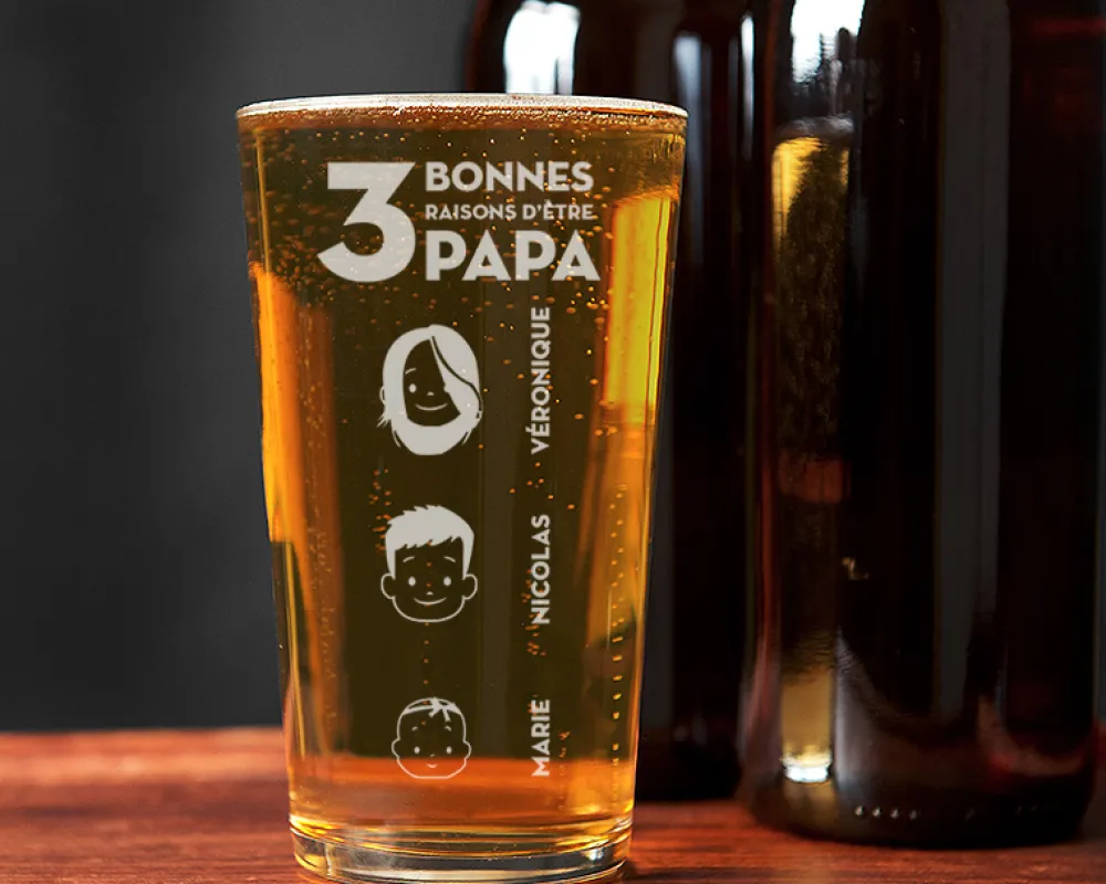 Verre à bière personnalisé papa - Family Circus|Cadeaux.com Outlet
