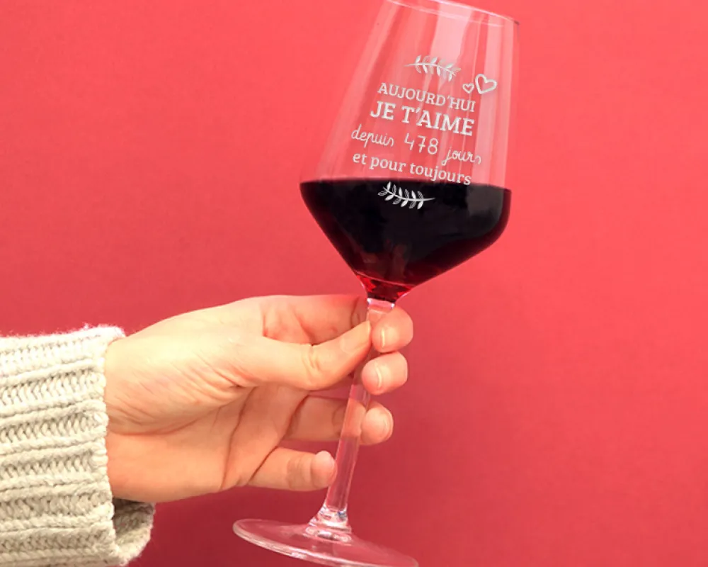 Verre à vin personnalisable - Aujourd'hui je t'aime depuis|Cadeaux.com New