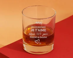 Verre à whisky personnalisé couple - Aujourd'hui je t'aime depuis|Cadeaux.com New