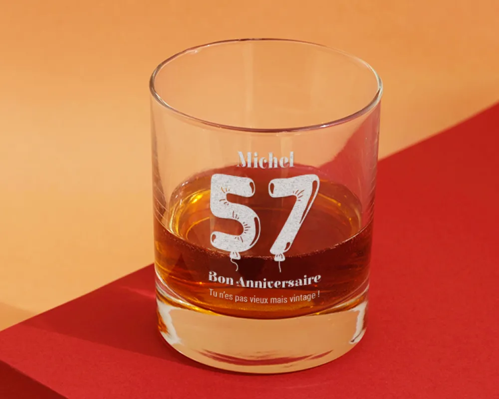 Verre à whisky personnalisé anniversaire - Ballons|Cadeaux.com Online